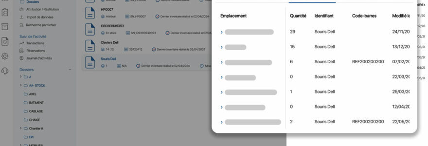 Emplacement dans un logiciel de gestion de stock